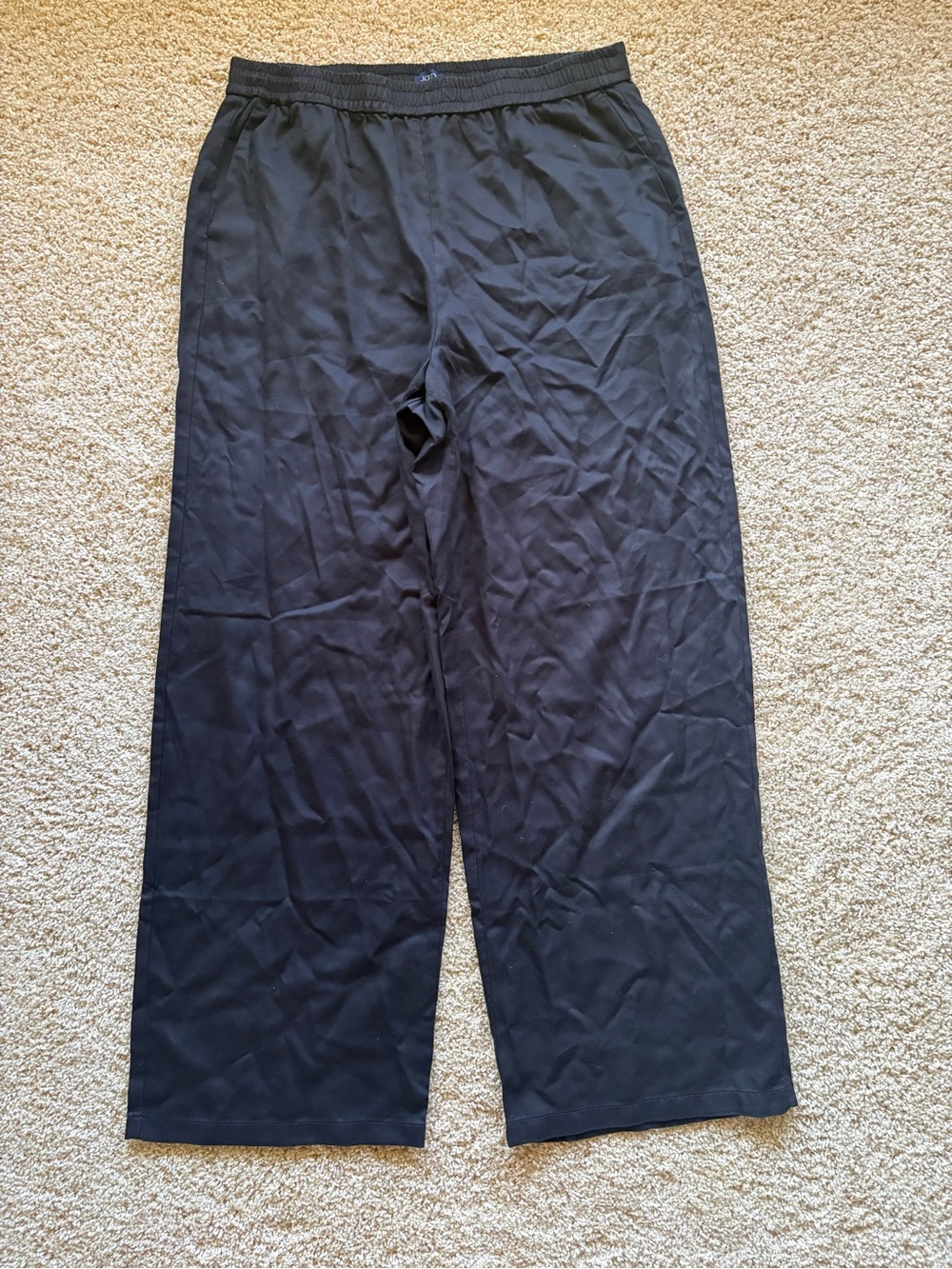 NWT J.Crew CM089 Drapey Pull On Wide Leg Pants Black 14 Tall Lyocell
